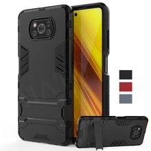 For Xiaomi Poco X3 NFC Case Robot Holder Stand Shockproof TPU Bumper Armor Back Cover Poco M2 X2 F2 Pro Phone Case Poco X3 NFC