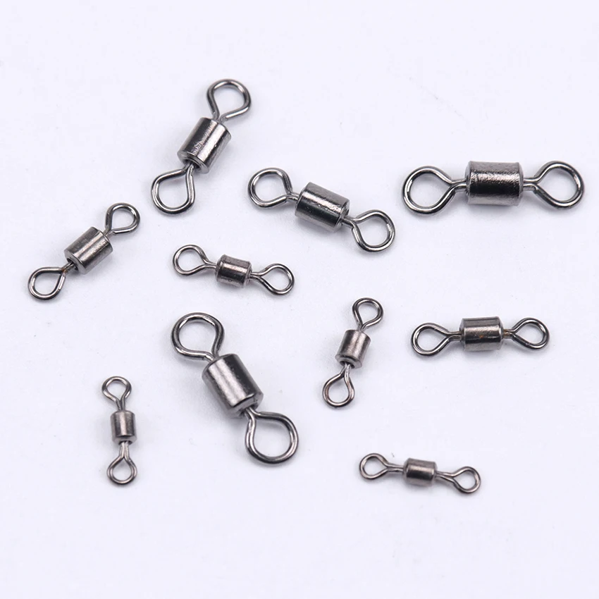 20PCS Fishing Eight-Character Ring Bearing Rolling Swivel Solid Ring Stainless Steel Lures Connector Swivel Fishing Accessories