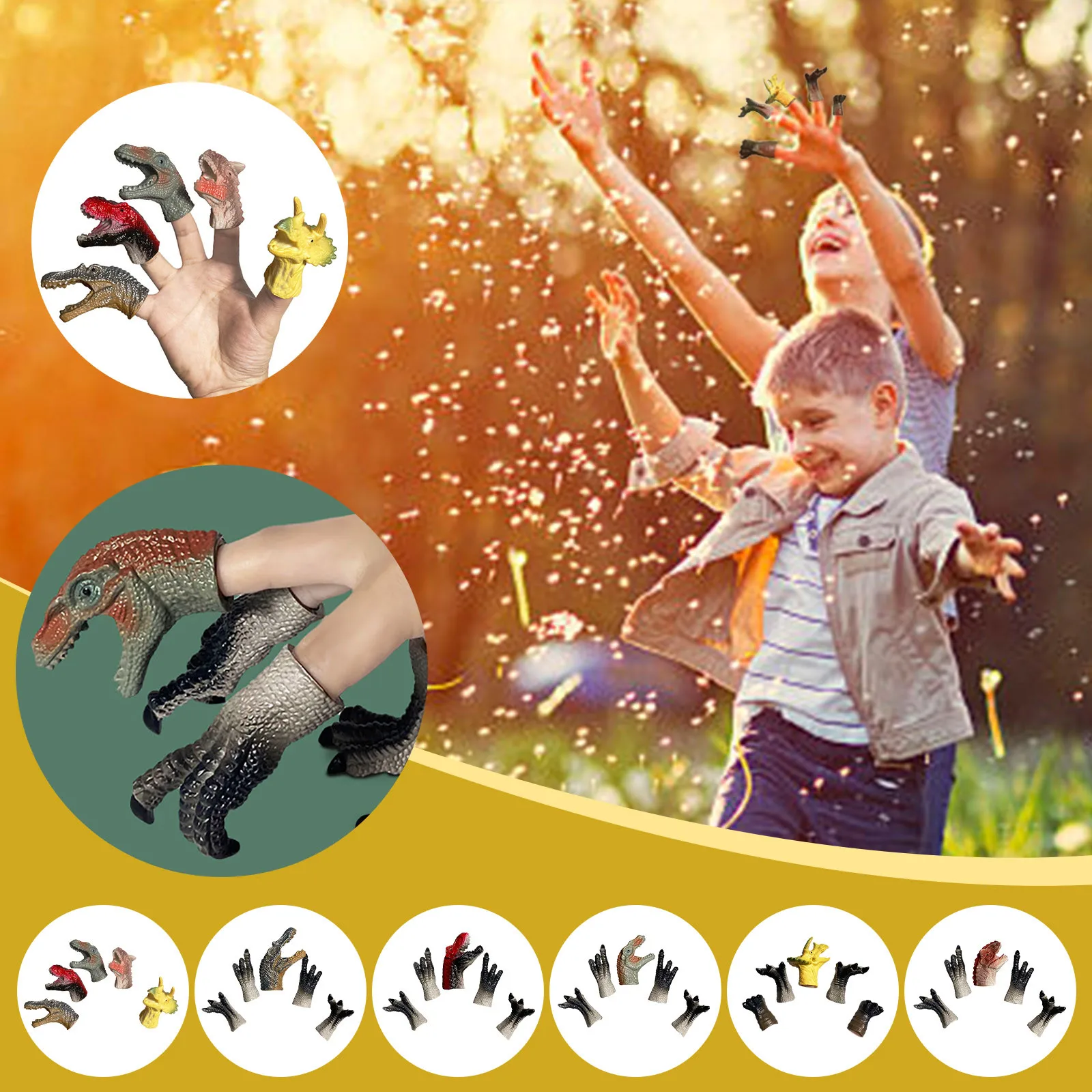 

5pcs Mini Cartoon Realistic Dragon Dinosaur Finger Puppets Set Role Playing Toy Kids Tell Story Prop for Childre Hand Puppet Set