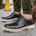 Мужские кожаные туфли-оксфорды, дышащие модельные туфли на плоской подошве, ручная работа, 2020
