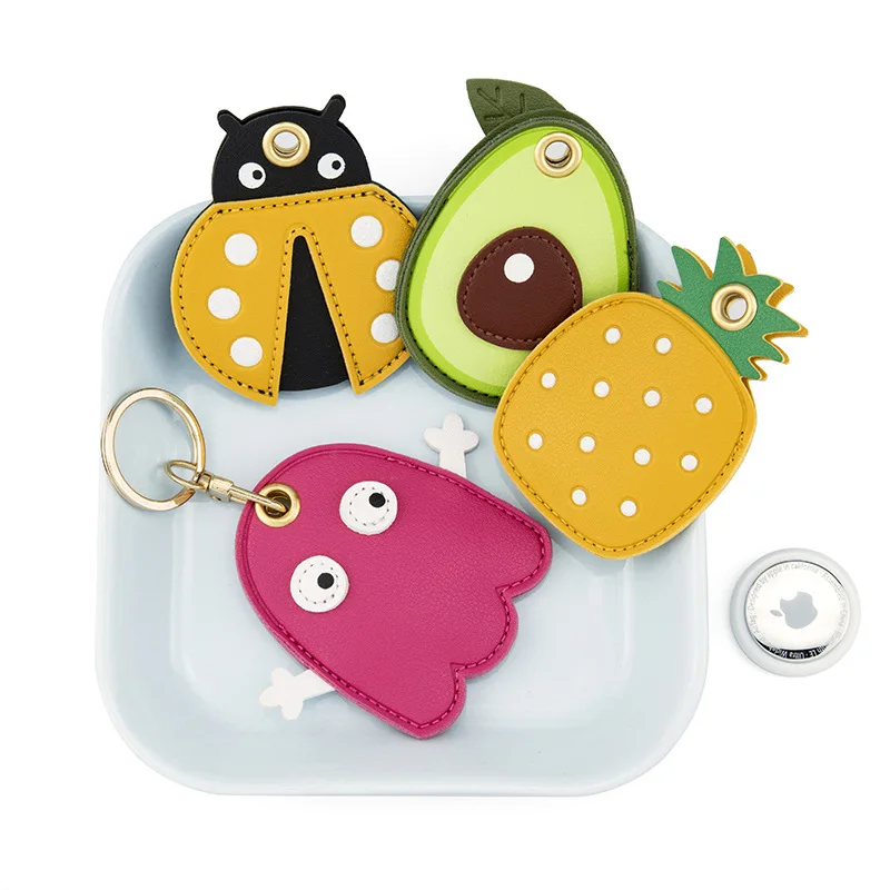 

Kawaii Avocado Key Bag Cartoon Fruit Leather Keychain Cute Pineapple Card Holder Key Chain Pendant Bag Trunk Decoration