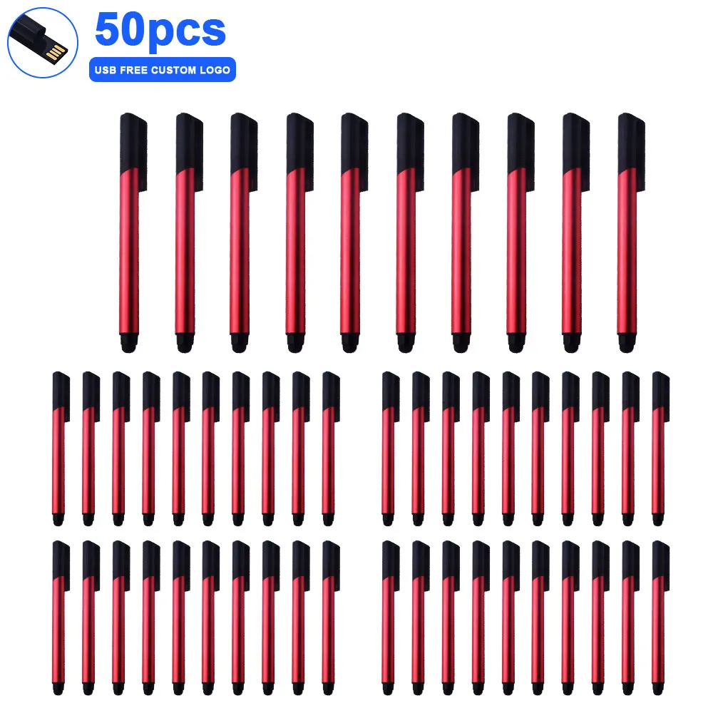 

50pcs/lot USB2.0 Metal Flash Drive 16G 32G 64G 128GB Ballpoint pen Pen drive USB Memory Stick USB Disk USB Flash Storage Devices