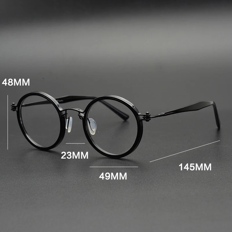 

Vintage Men Acetate Glasses Frame Women Round Eyewear Male Luxury Brand Myopia Prescription Optical Titanium Eyeglasses Frame