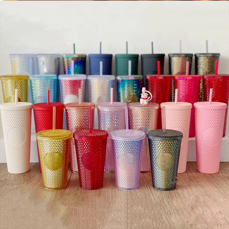 

Children's Day Gift Double Coffee Cup 710ml Diamond Cup Bright Starry Cup Pineapple Cup Hand Cup Durian Cup Straw Cup