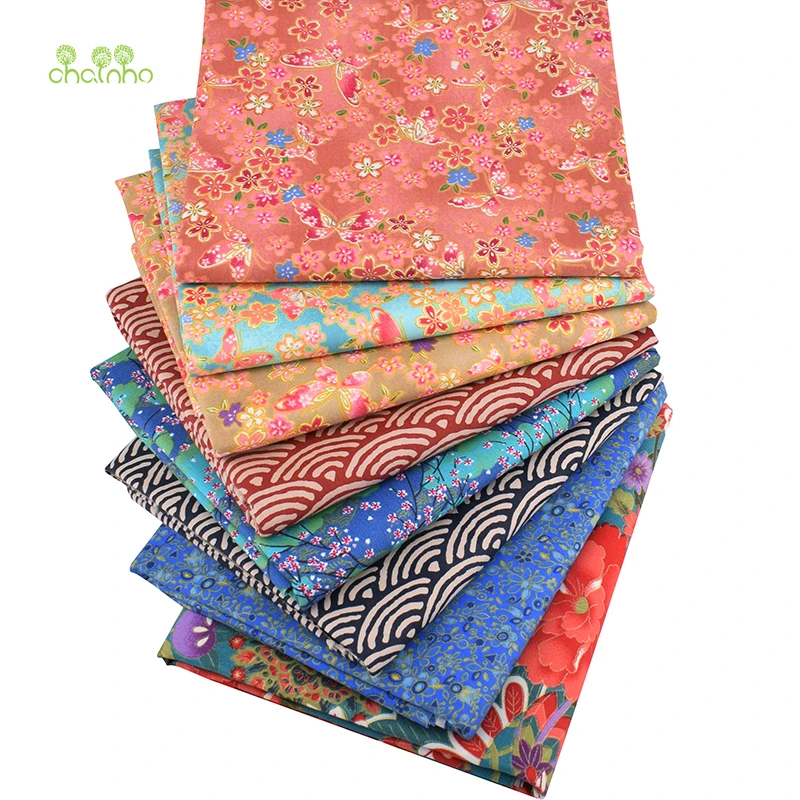 8 шт./лот саржевая хлопковая ткань Лоскутная бронзовая жировая четверть набор