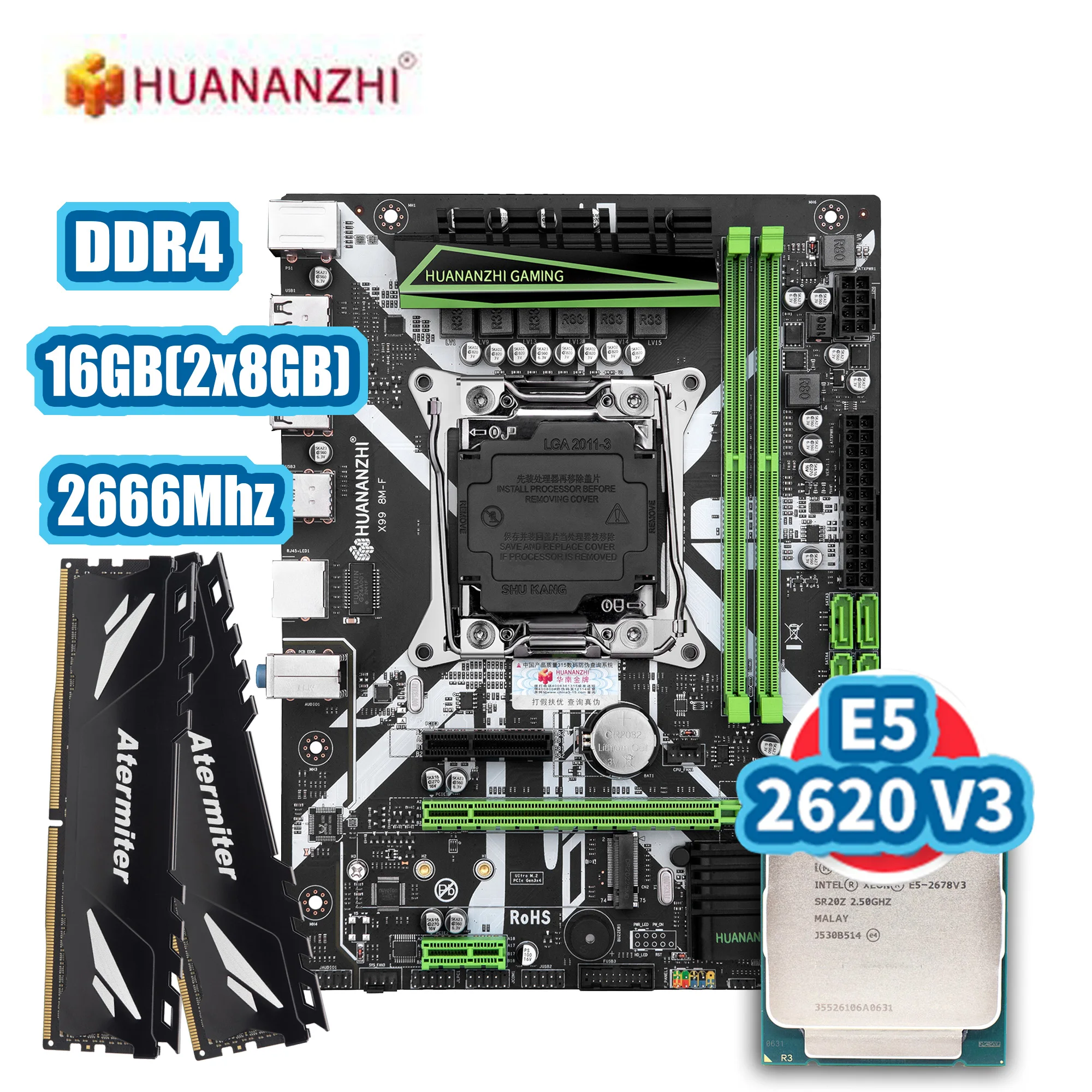 Huanan X99 DDR4 D4 PC4 DIMM материнская плата Xeon E5 2620 V3 LGA2011-3 Процессор 2*8 ГБ = 16GB ECC REG rec
