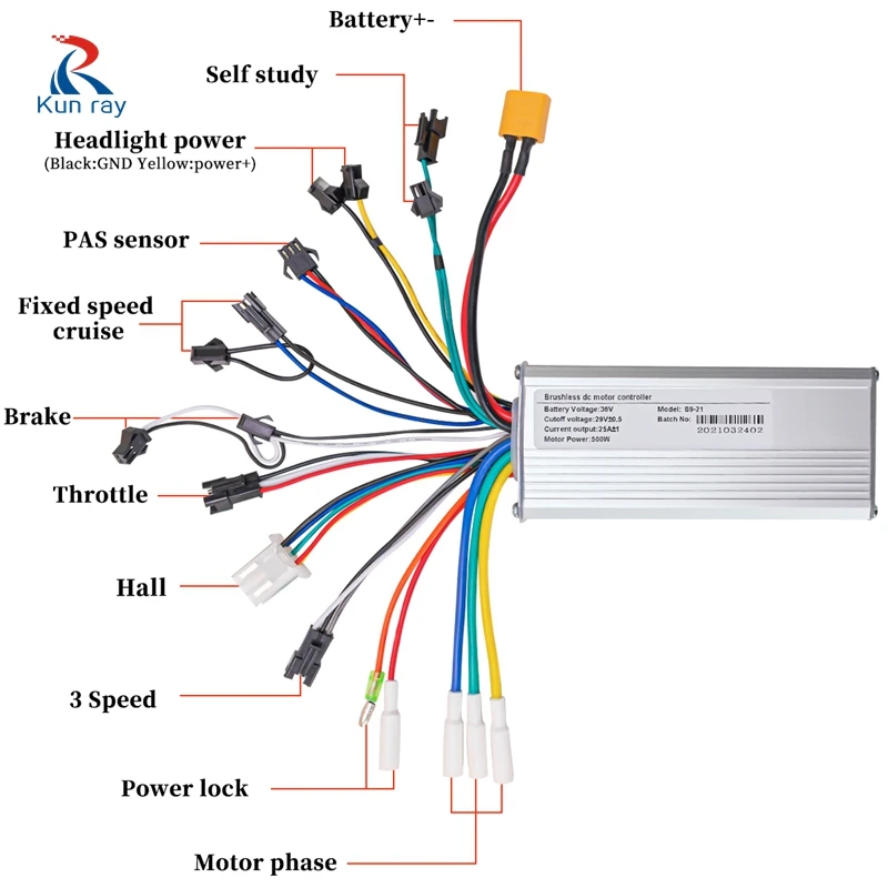 Контроллер электродвигателя для электрического велосипеда и скутера Kunray 36 В/48 В