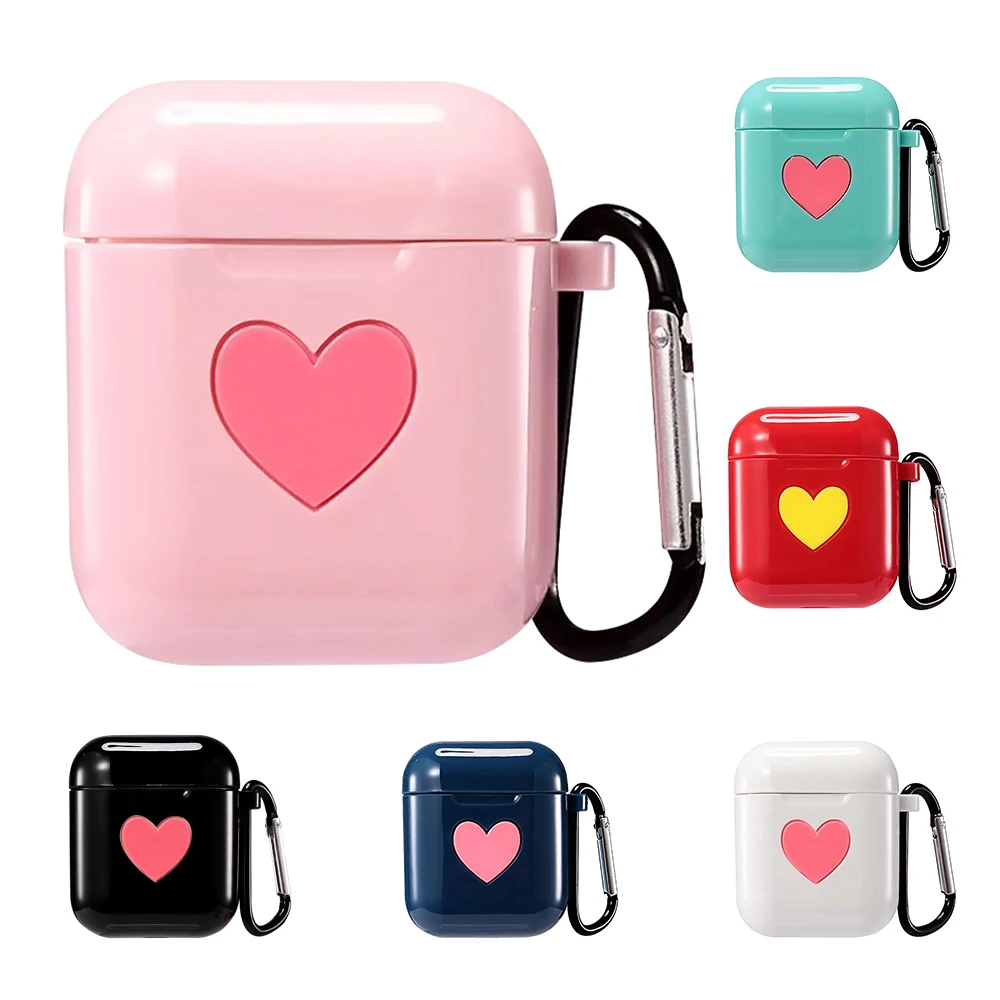Чехол для наушников с розовым сердечком силиконовый чехол Apple Airpods защитный