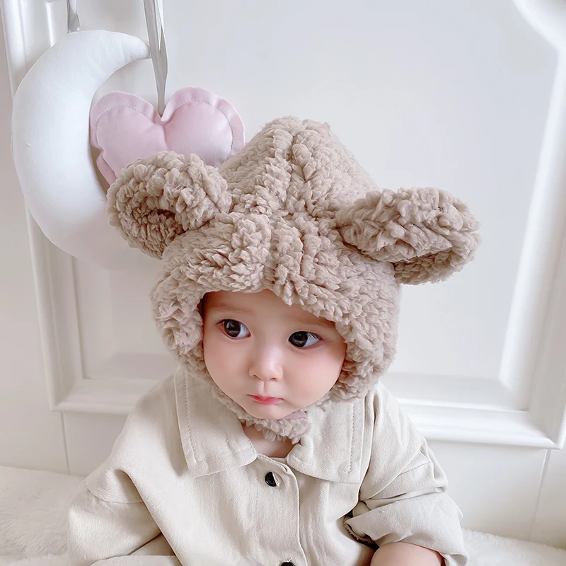 

Winter Baby Warm Hat Artificial leather Super Cute Cartoon Shape Baby Ear Protection Warm Hat