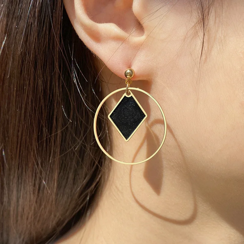 

korean statement long earrings for woman fashion vintage geometric metal drop dangle earring 2020 female kolczyki jewelry