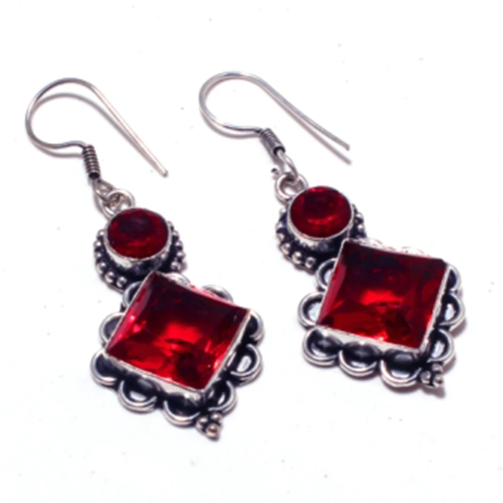 Гранат серебро накладки на медные серьги ручная работа женские ювелирные