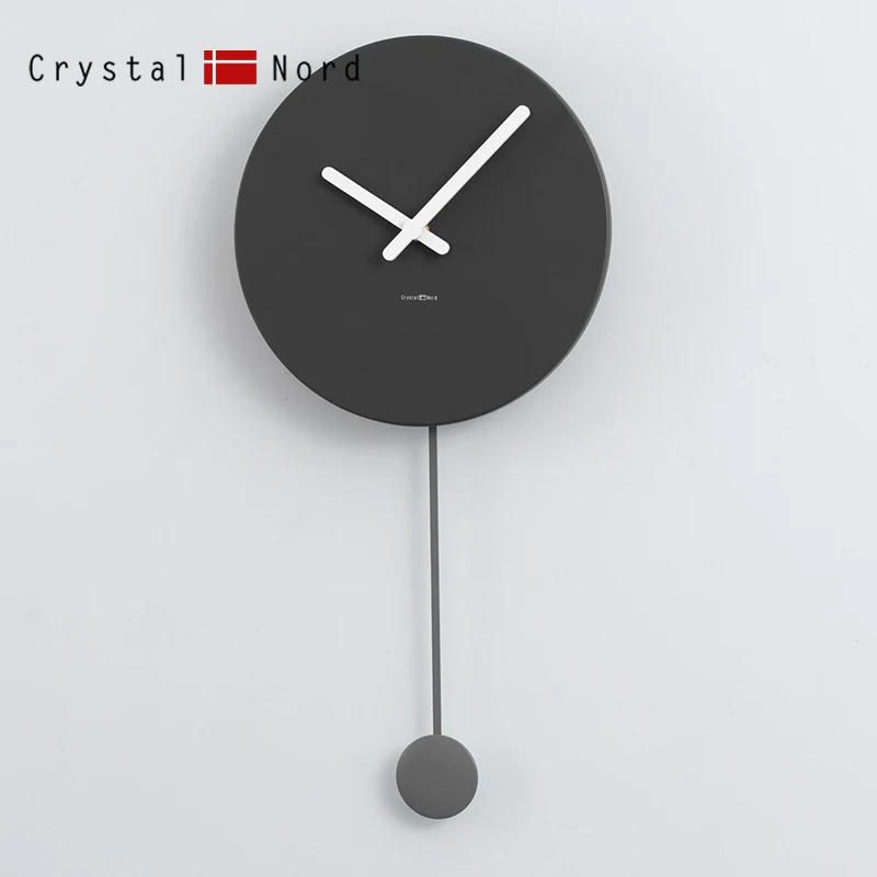 Настенные часы простые черные современные круглые бесшумные для гостиной