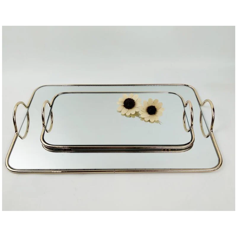 Прямоугольный зеркальный поднос подсвечник Дисплей лоток напиток Чай