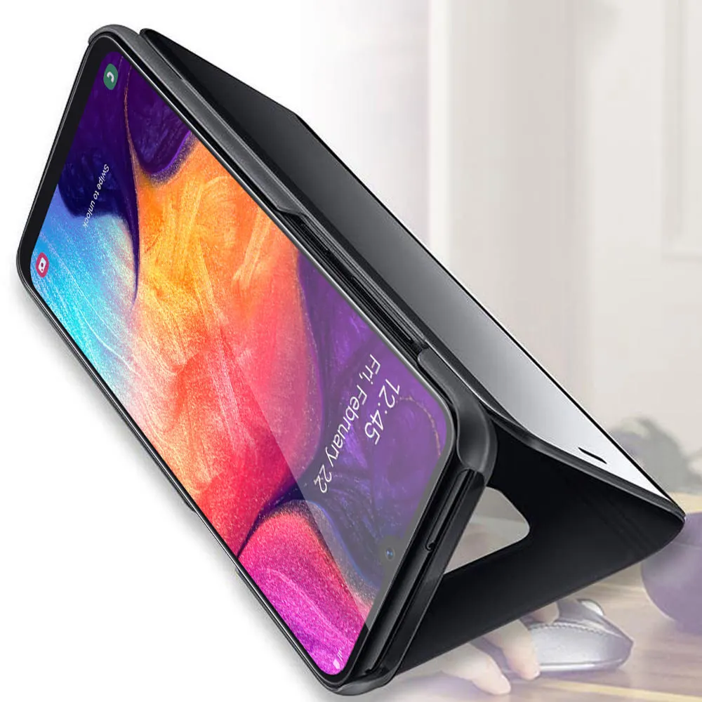 Чехол книжка LAPOPNUT для Samsung Galaxy A71 A51 A20 A20e A30 A40 A50 A70 кожаный тонкий зеркальный чехол
