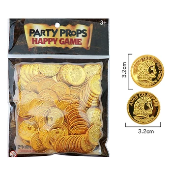 100pcs Poker Casino Chips Coin Gold Plating Plastic Spanish Treasure Game Poker Board Game Accessories Gold Coin Props 2