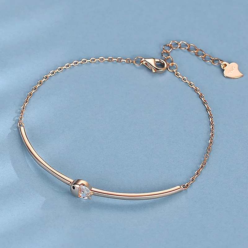 

S925 Sterling Silver Rose Gold Bracelet Small Fish Animal Crystal Bracelet Small Fresh Temperament Animal Bracelet Adjustable
