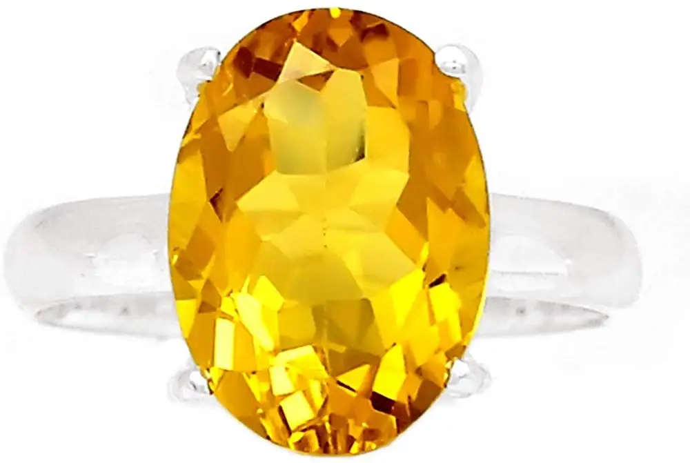 Настоящее Медовое кварцевое кольцо из стерлингового серебра 925 пробы размер США: