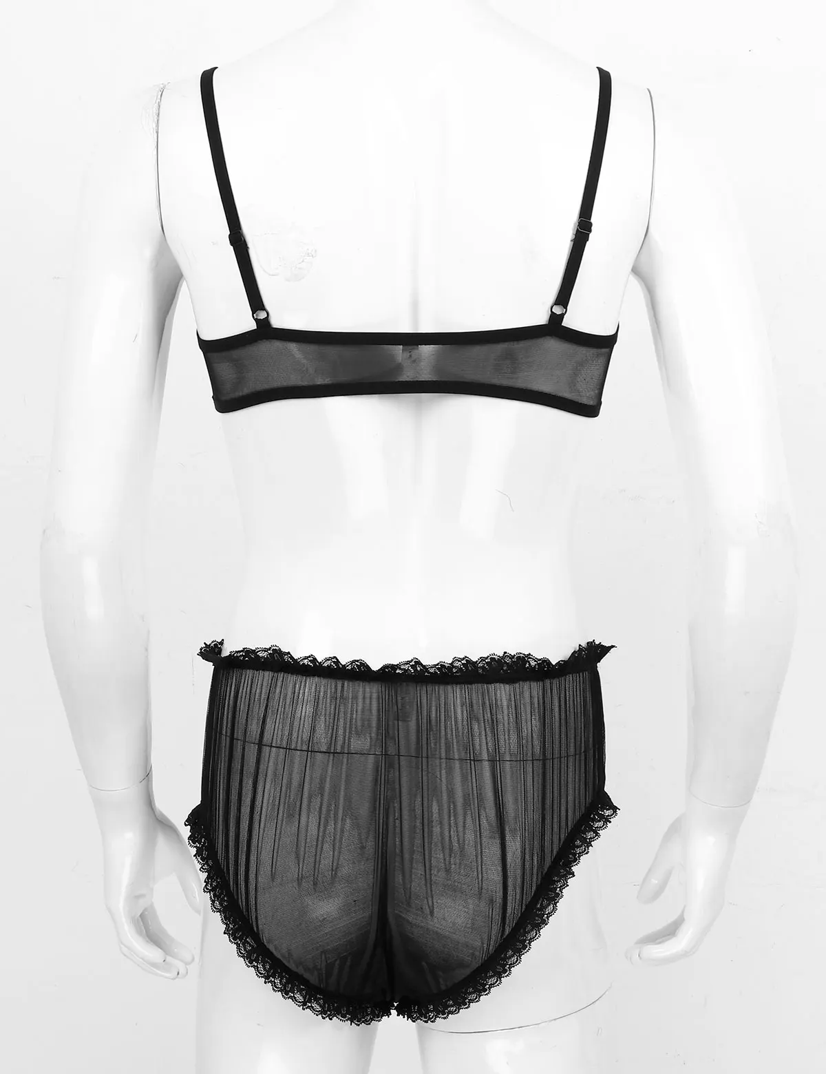 Нижнее белье для геев Трансвестит Мужская Ночная рубашка прозрачный сетчатый