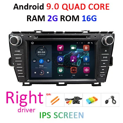 DSP 4G 64G Android 9,0 ips экран автомобиля радио gps для Toyota Prius 2009-2013 dvd-плеер Навигация стерео Мультимедийный блок - Цвет: 9.0 2G 16G Right