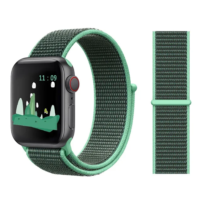 Für Apple часы Uhr группа серии 3/2/1 38 мм 42 мм нейлон Weiche Atmungsaktive нейлон für наручных часов iWatch, ersatz Спорт Шлайфе series4 40 мм 44 м - Цвет ремешка: Color36 Spearmint