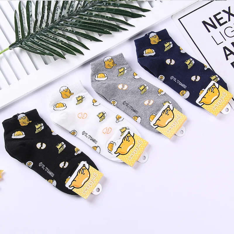 Носки с рисунком аниме Gudetama, новинка, винные, белые, хлопковые, художественные, короткие носки милые забавные, унисекс, grappige sokken chaussette femme