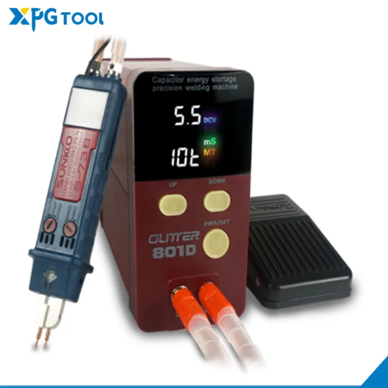 

GLITTER 801D Faraday Capacity Spot Welding machine 9900KW Battery welder Spot Welder 0.2mm Pure Nickel welding 0.1-0.35mm 1800A