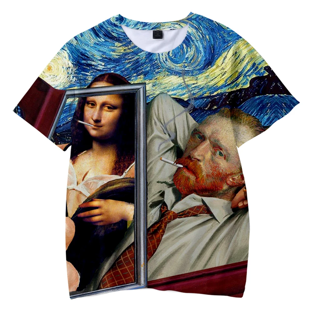 

The Mona Lisa Van Gogh Kid's tshirt Children cool summer tshirt The Renaissance Oil painting Artist Roman kids cool tshirts