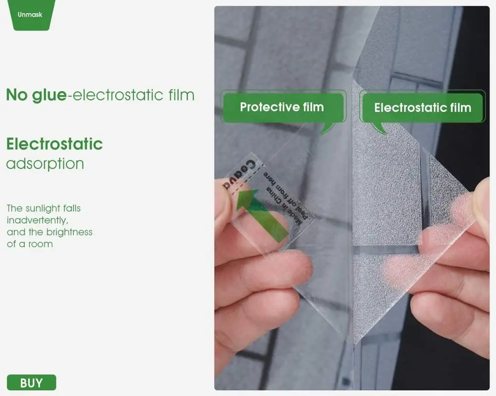 

Tinted Frosted Window Film Privacy Decorative Glass Sticker Non-Adhesive Static Cling Anti UV Window Decals Home Office Vinyl