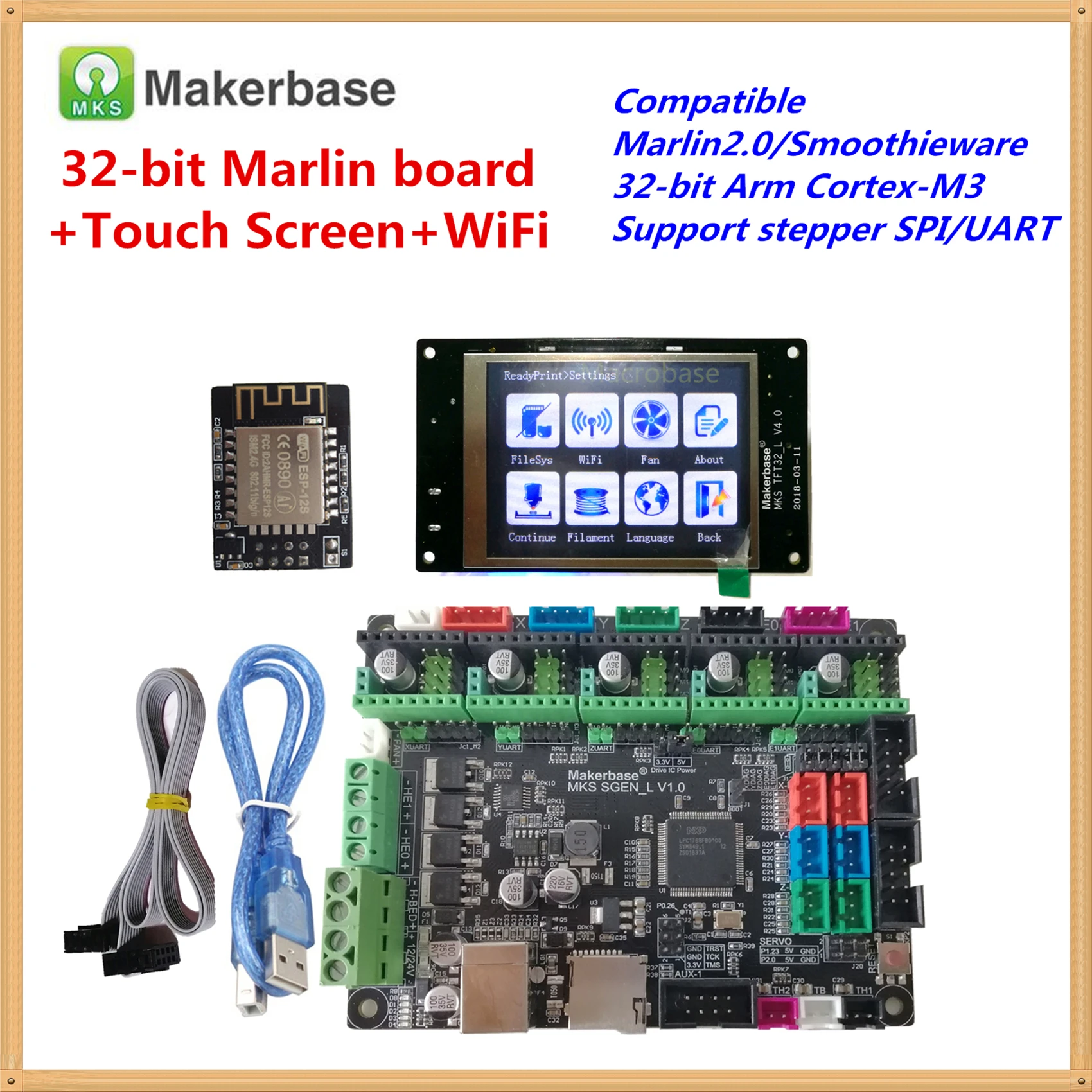 Совместимый Marlin 2,0 Smoothieware MKS SGEN_L материнская плата+ MKS TFT 32 сенсорный дисплей+ MKS TFT wifi устройство для creality cr-10