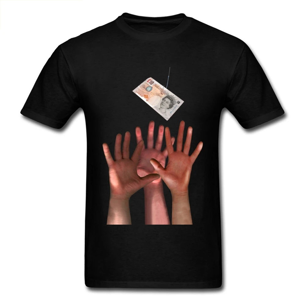 

Unreachable Hands Novelty Men Black T-shirt Funny Money Print Male Short Sleeve Tee Black Summer Tops Custom Store
