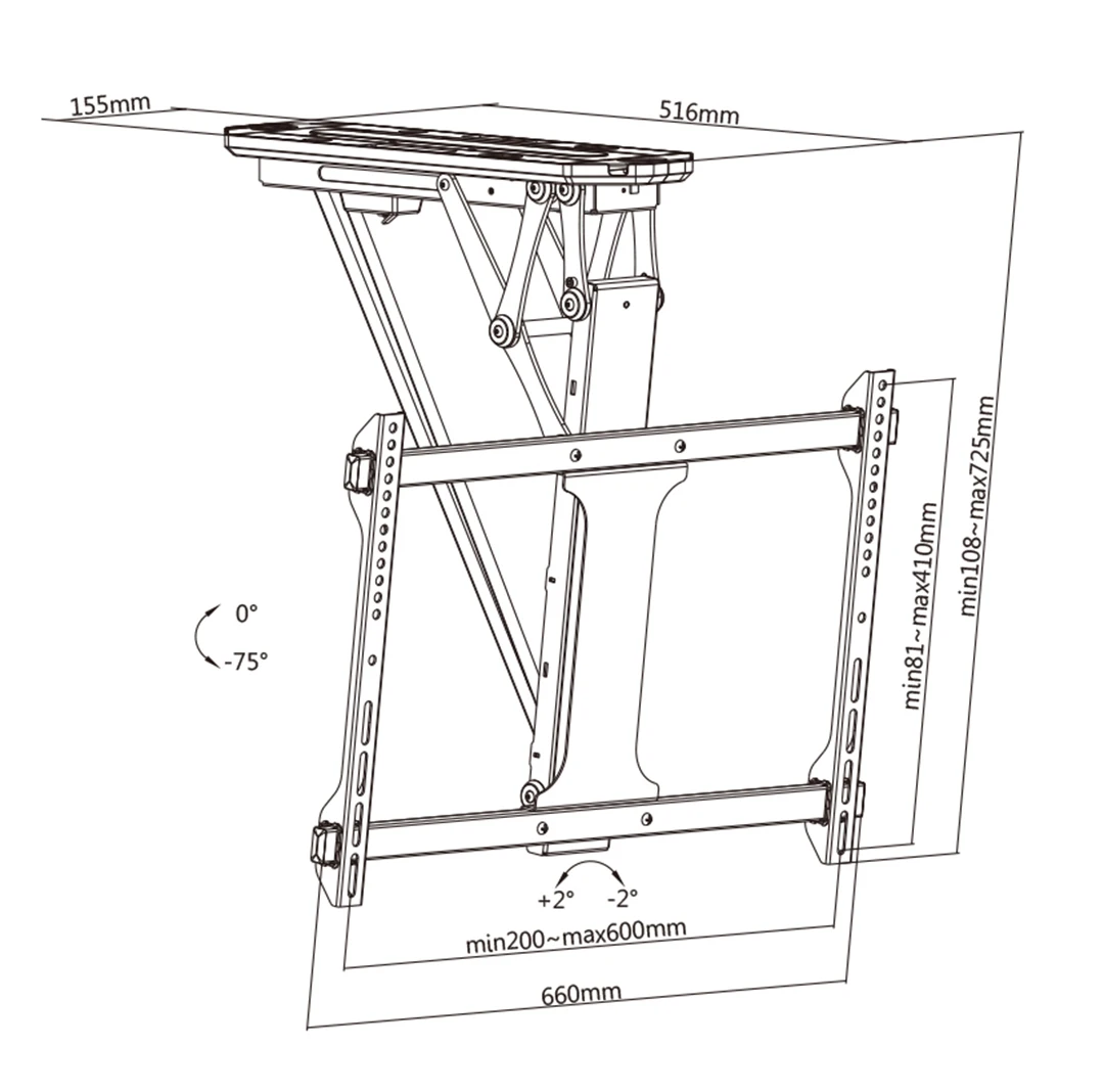 Электрический подвесной кронштейн для телевизора 32 ~ 70 дюймов складной держатель