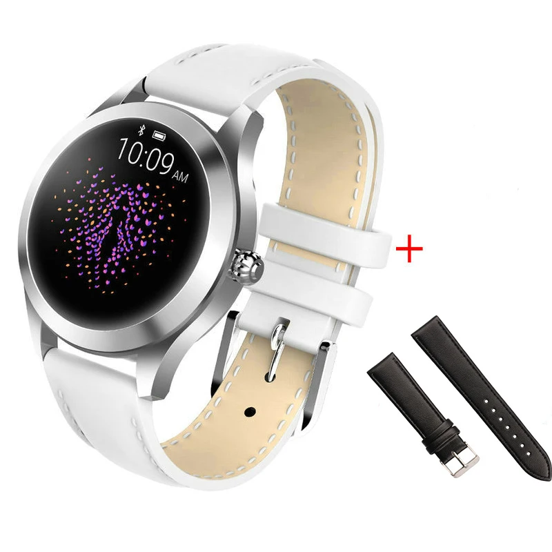 white add black KW10 Смарт-часы для женщин IP68 Водонепроницаемый мониторинг сердечного ритма Bluetooth для Android IOS фитнес-браслет умные часы - Цвет: white add black
