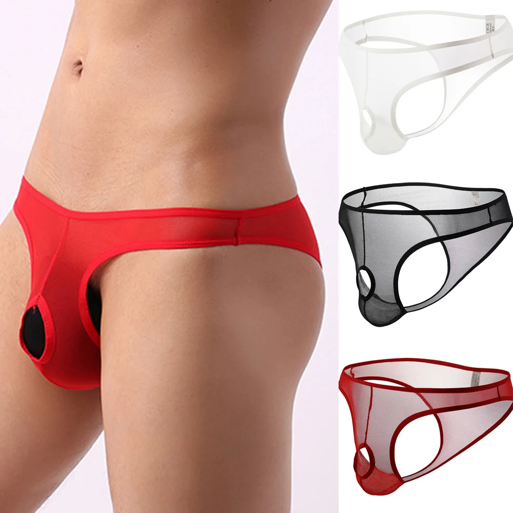 

Men's Sexy See-through U-convex Underwear Mesh Transparent Briefs Mesh Sheer Pouch Stretchy Seamless Breathable Panties Thongs