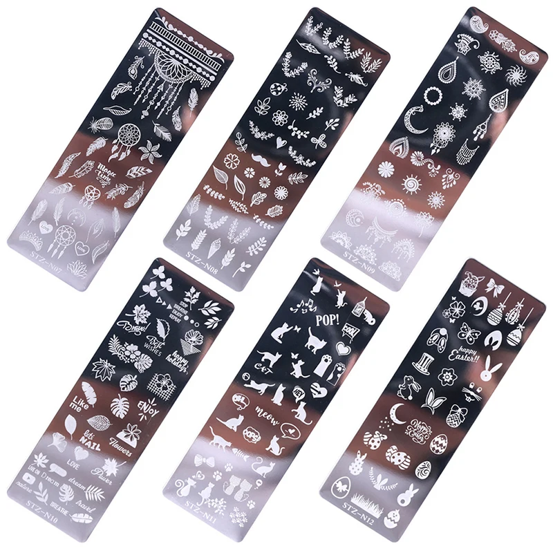 

Штамп для дизайна ногтей, 12 видов стилей, 12 х4 см, из нержавеющей стали, маникюрный шаблон, трафарет, инструменты для дизайна ногтей, штамп, шт...