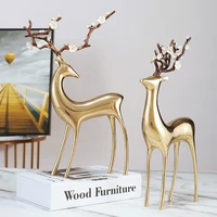 golden metal deer art sculpture home decoration statue living room decor figurines office lucky ornament craft christmass gifts