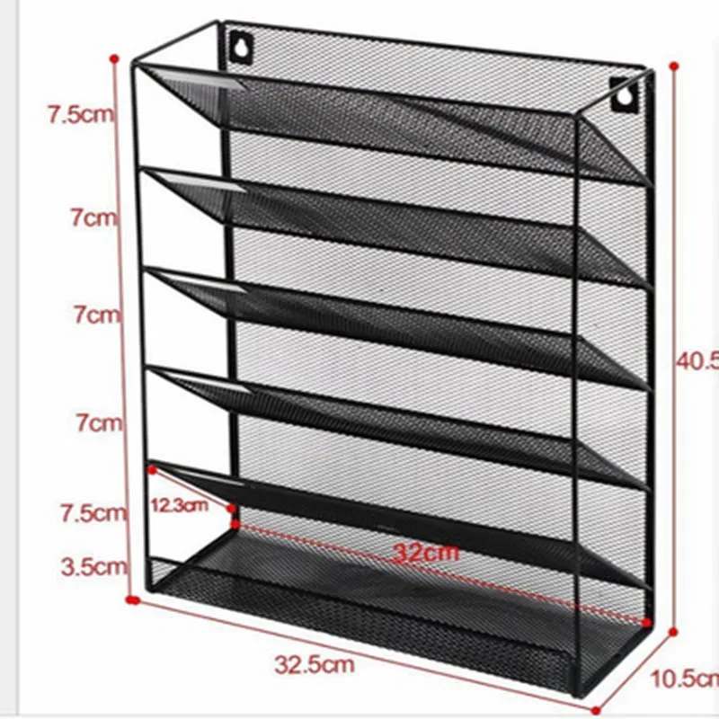 

Five-story Metal Wall-mounted Storage Rack gold Newspaper Basket Home Office Magazine File Holder Desktop Bookshelf Organizer