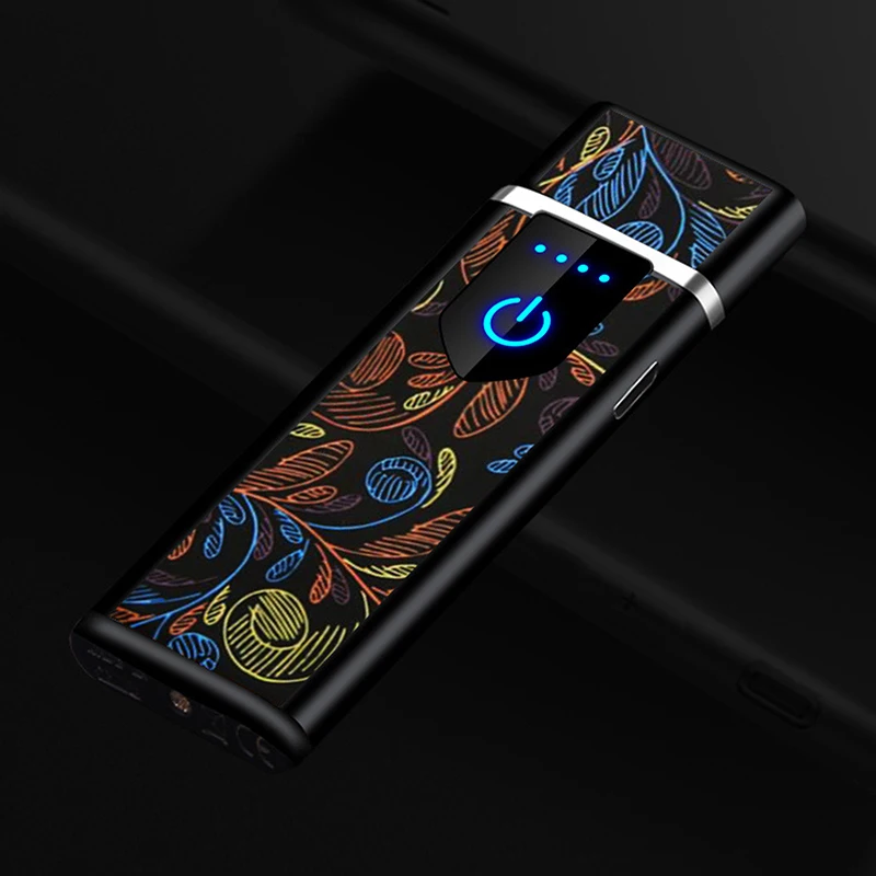 Электрическая зажигалка USB Перезаряжаемые Портативный защищенный от ветра для курения аксессуары инструменты многоцветный зажигалки ультра тонкий