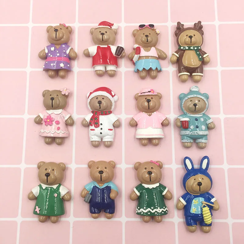 10 шт. Рождественский милый медведь смолы украшение ремесло с плоской задней