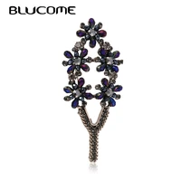 blucome vintage flower bouquet brooch corsage for women men bag sweater zircon copper brooches high quality corsage hijab pins