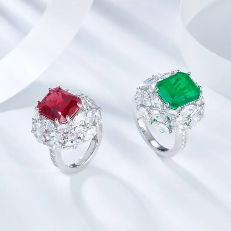 

Hot Sale In Stock 100% 925 Sterling Silver Ring Colorful Synthetic Gemstone Zircon ZC Customise Jewelry