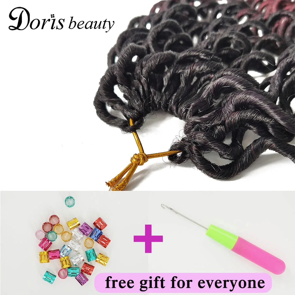 Doris beauty Goddess Faux Locs Curly вязанные косички волосы 24 корня 18 дюймов Омбре синтетические