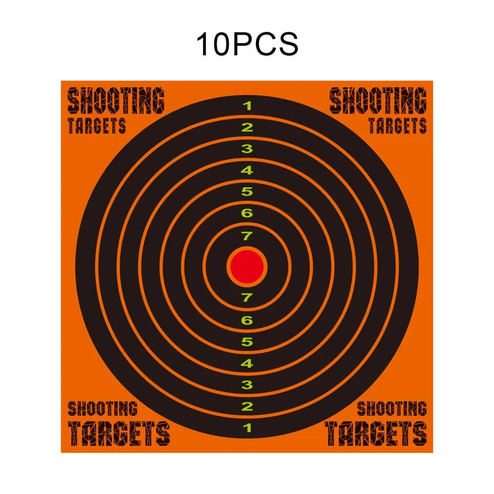 

10pcs 10-inch Shooting Practice Target Paper Splash Training Target Paper Fluorescent Shooting Training Target Paper Hunting
