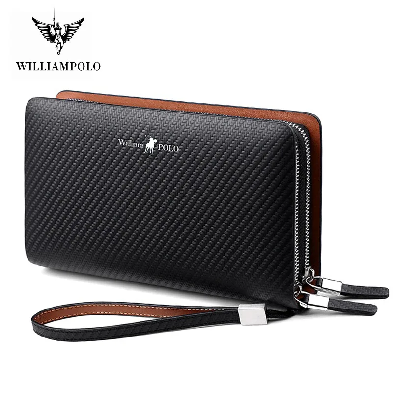 Сумка клатч WILLIAMPOLO для мужчин большой бумажник из натуральной кожи дорожная