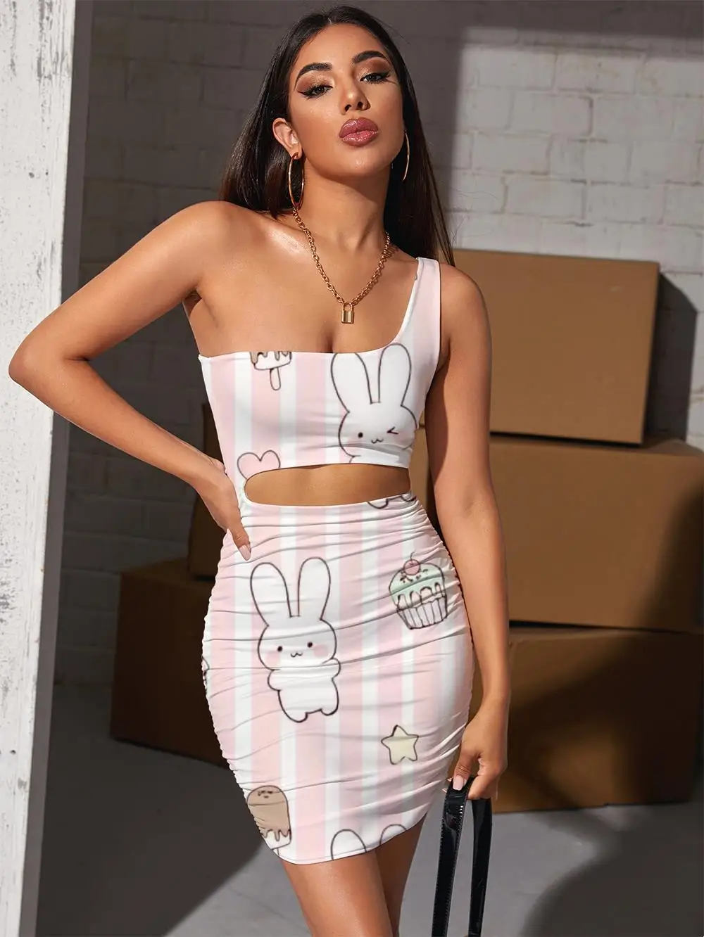 

Giyu Brand Rabbit Dress Women Lovely Bodycon Dress Cake 3d Print Ice Cream Vestido Sexy Womens Clothing Club Beach Boho Femme