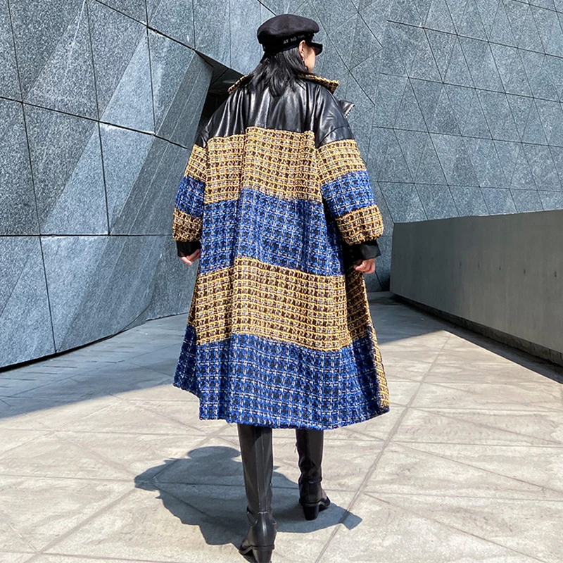 CHICEVER клетчатое хитовое цветное твидовое пальто женское воротник с лацканами