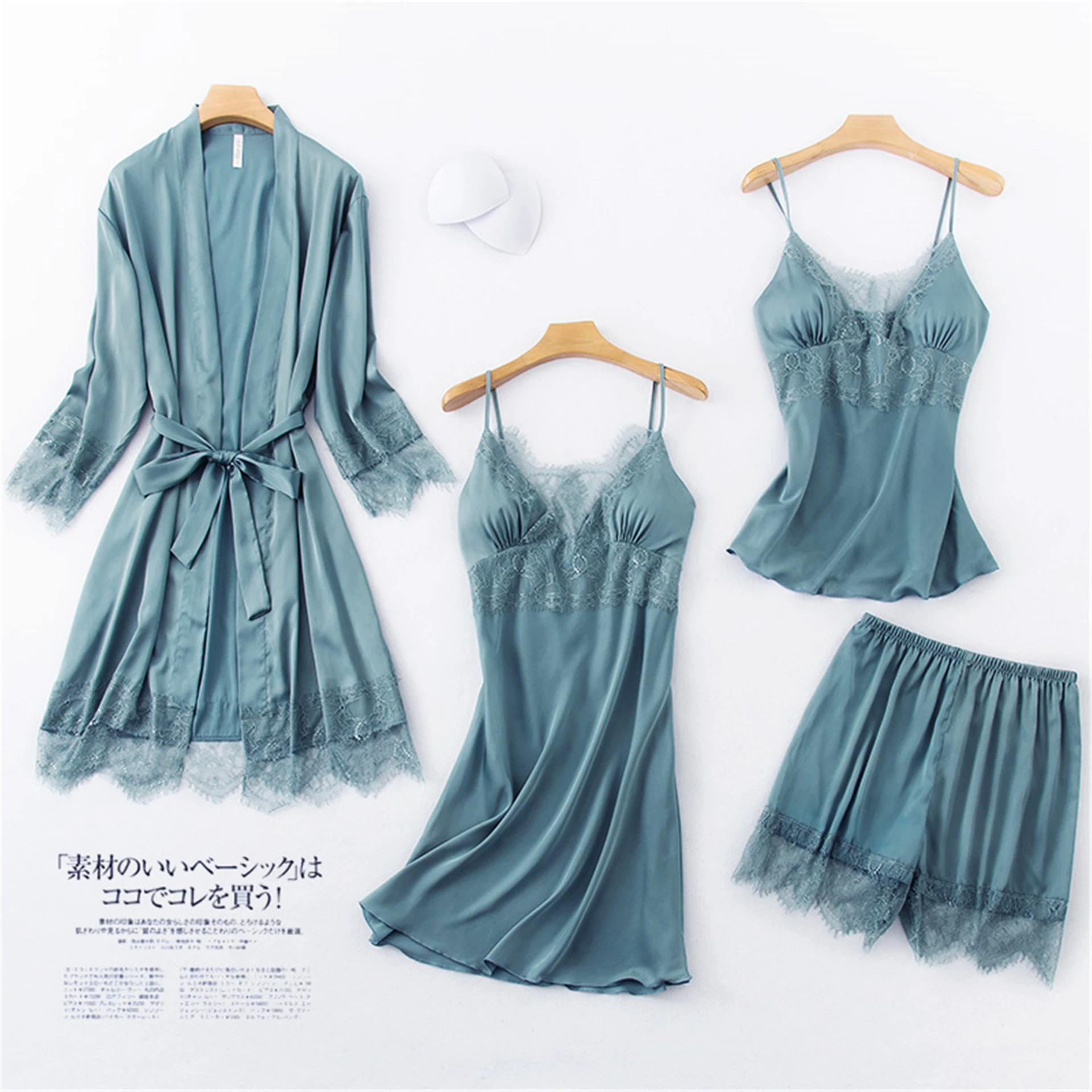 4 шт. кружевной пижамный комплект женская одежда для сна пижама весенний