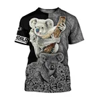 Новая мужская футболка коала Harajuku, модный топ с 3D принтом, свободный стиль Повседневная Уличная мода, быстросохнущая Мужская