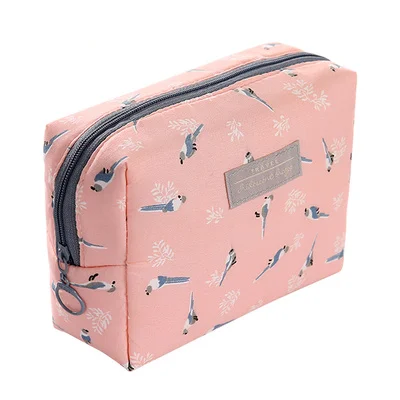 pink bird 1 шт. косметичка с цветочным узором в Корейском стиле, мини женская косметичка, дорожная косметичка, мини косметичка для губной помады, косметичка-Органайзер - Цвет: pink bird