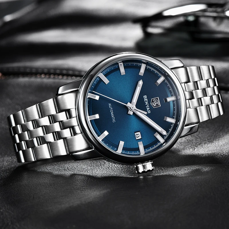 Новые мужские часы Benyar модные автоматические механические наручные