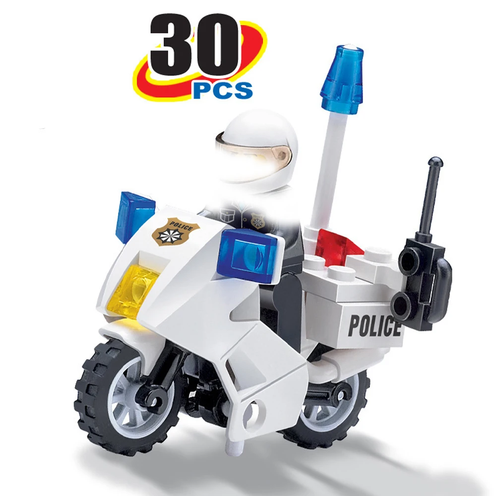 5 шт строительные блоки игрушка полицейский мотоцикл с pliceman сборки модели для